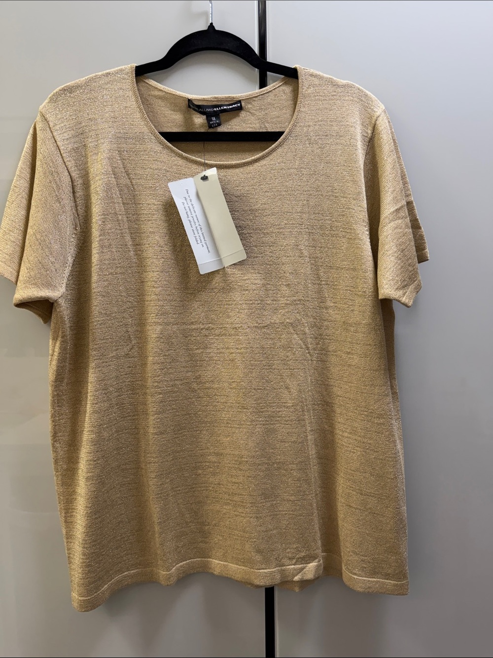 Linda Allard Short Sleeve Knit Tee in Light Gold
